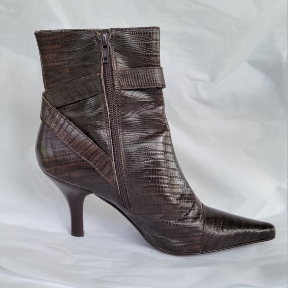 New ANTONIO MELANI Brown Leather Ankle Boots 8 Damaged Please read - Picture 4 of 5